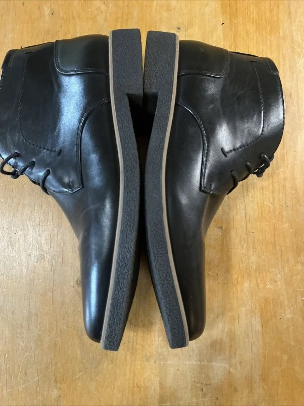Deer Stags 9.5M Mens Bangor Chukka Boots Black Ankle Faux Leather Lace Up